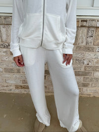 Solid Hacci Wide Leg Pant - Bone