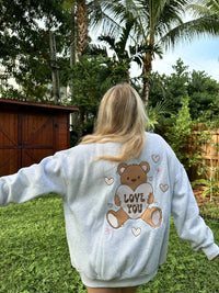 Pearl Grey Teddy Bear Embroider Sweatshirt
