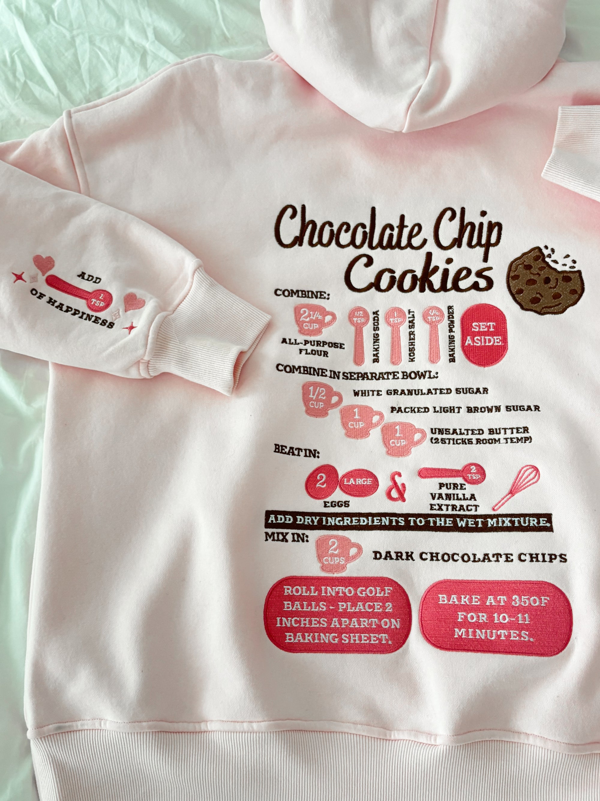 Light Pink Chocolate Chip Cookie Recipe Embroider Hoodie