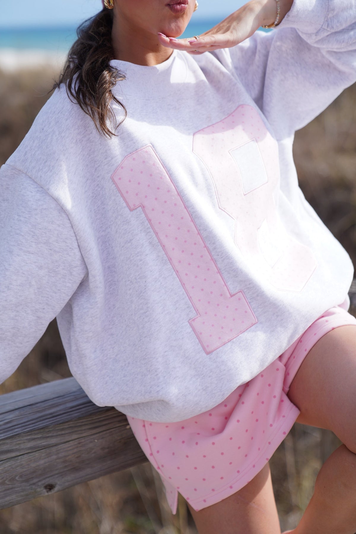Polka Dot 18 Senior Embroider Mockneck Sweatshirt