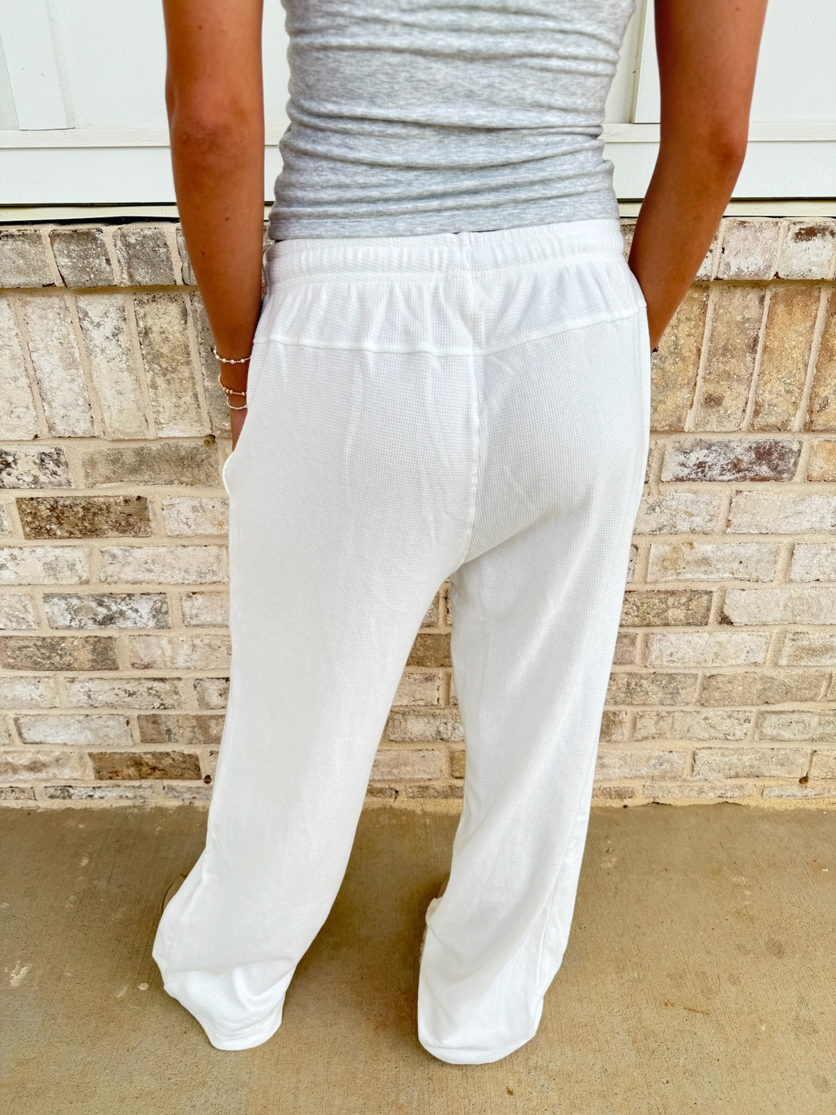 Ivory Waffle Knit Pants