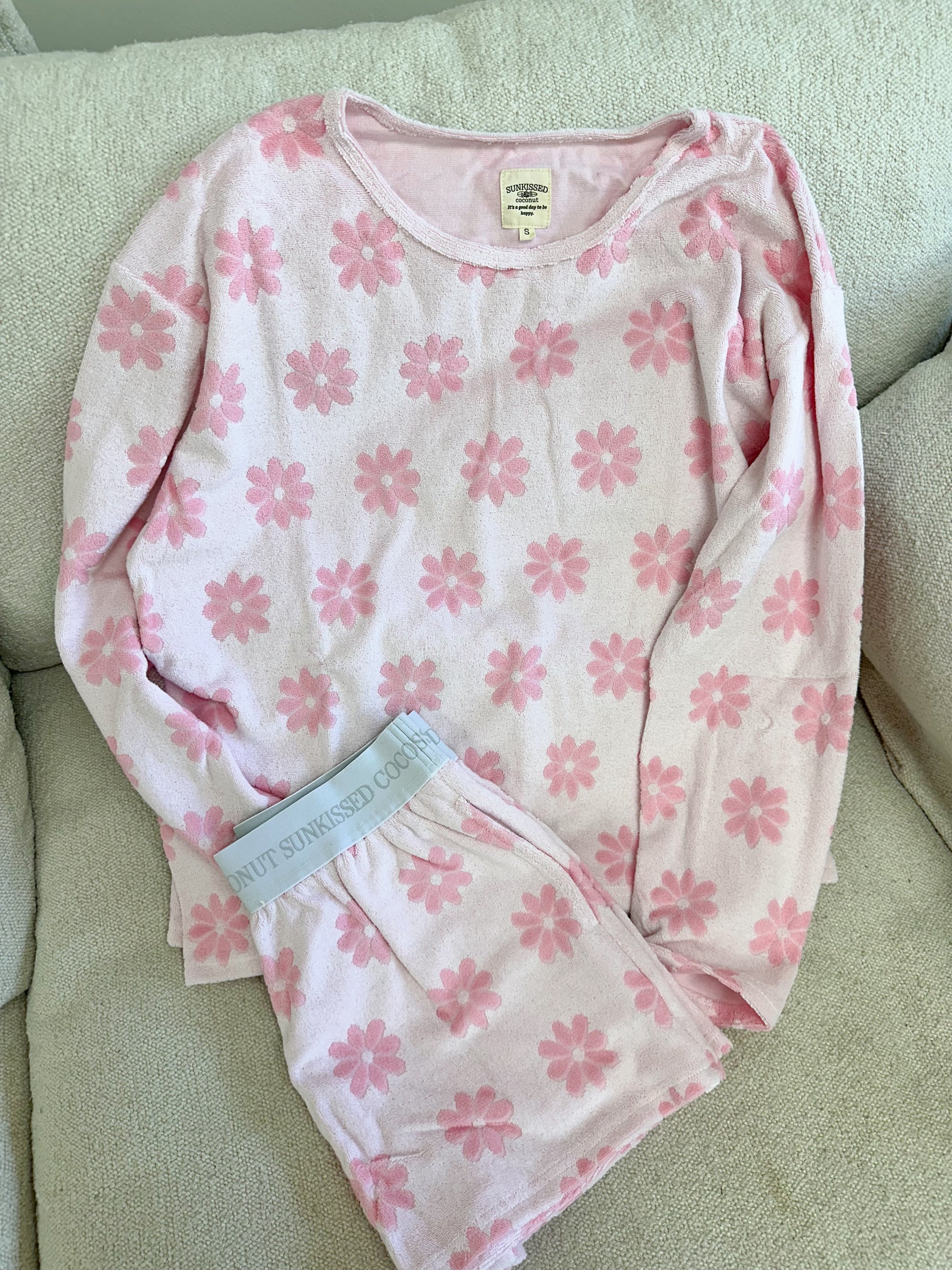 Pink Flowers Long Sleeve Pajama Top