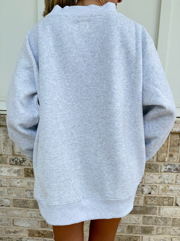 Polka Dot 18 Number Embroider Mockneck Sweatshirt
