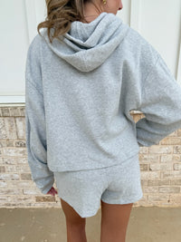 Grey Waffle Knit Hoodie