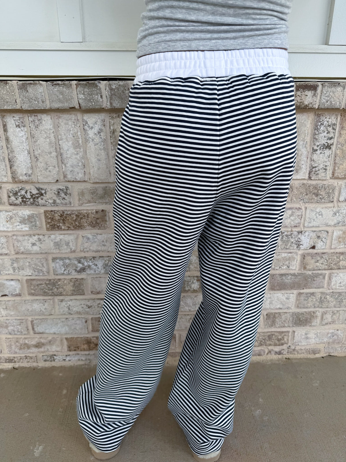 Dark Navy Blue and White Big Striped Sweatpants
