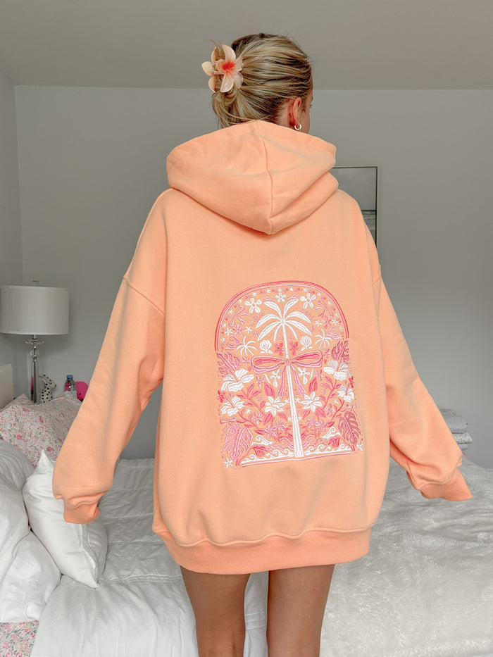 Sherbet Orange Tropical Palms Hoodie