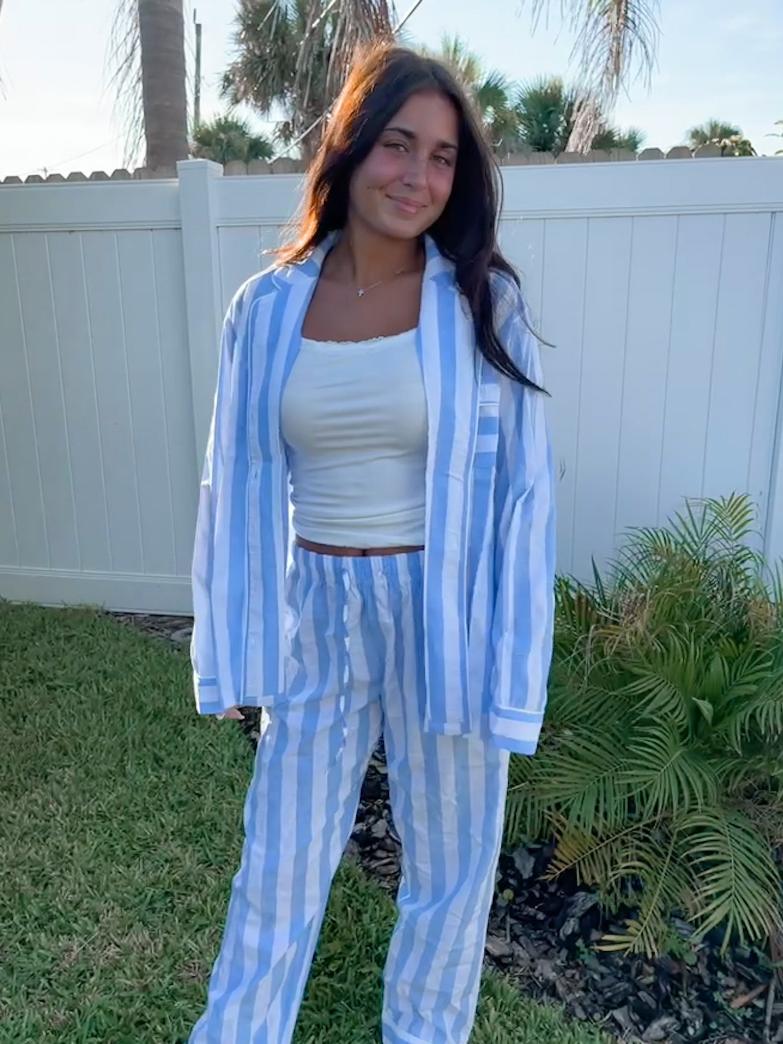 A Day In Greece Striped Pajama Top