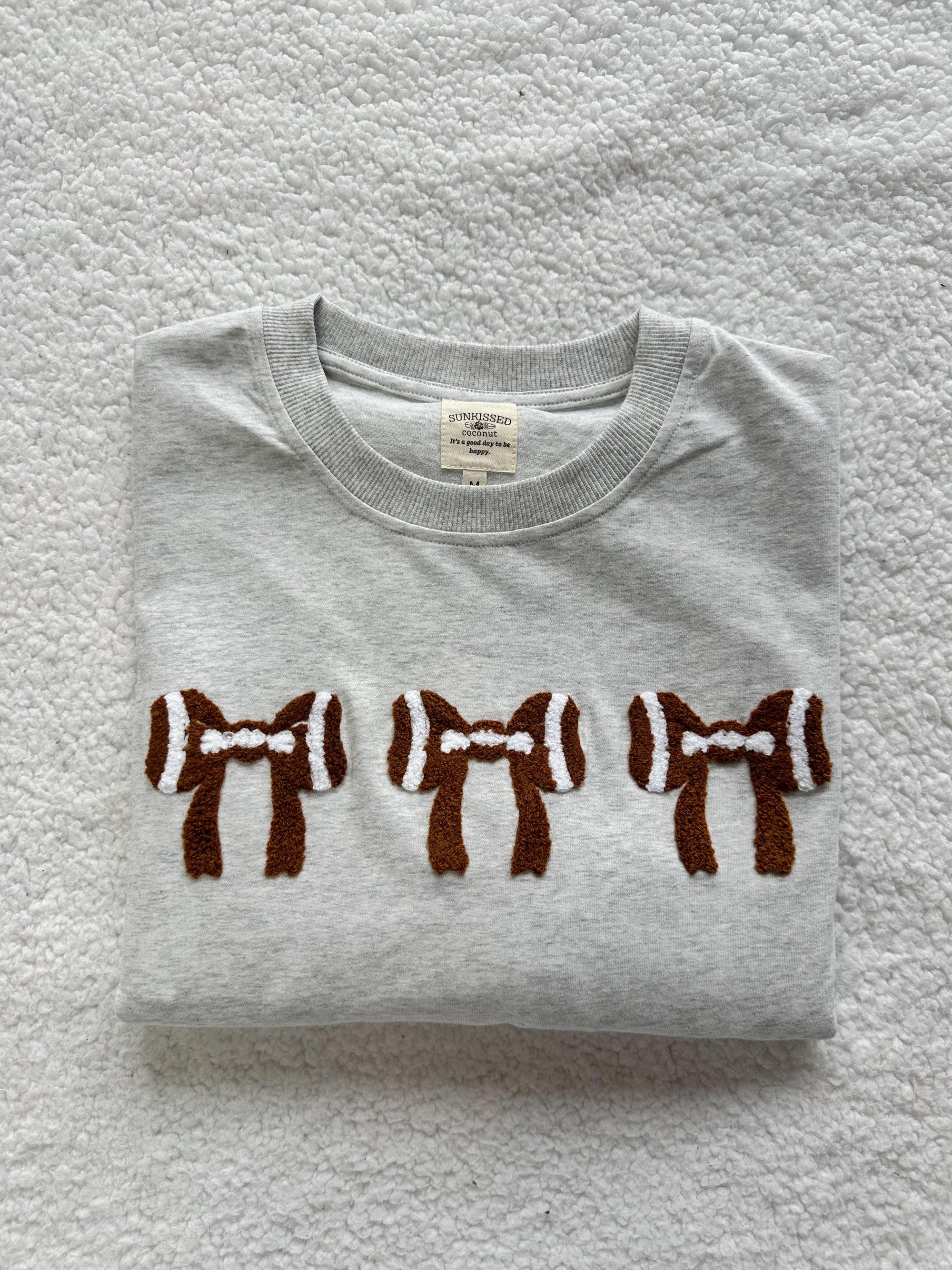 Football Bows Embroider Tee