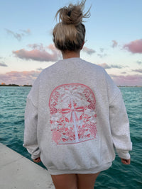 Pearl Grey Tropical Palms Sweatshirt