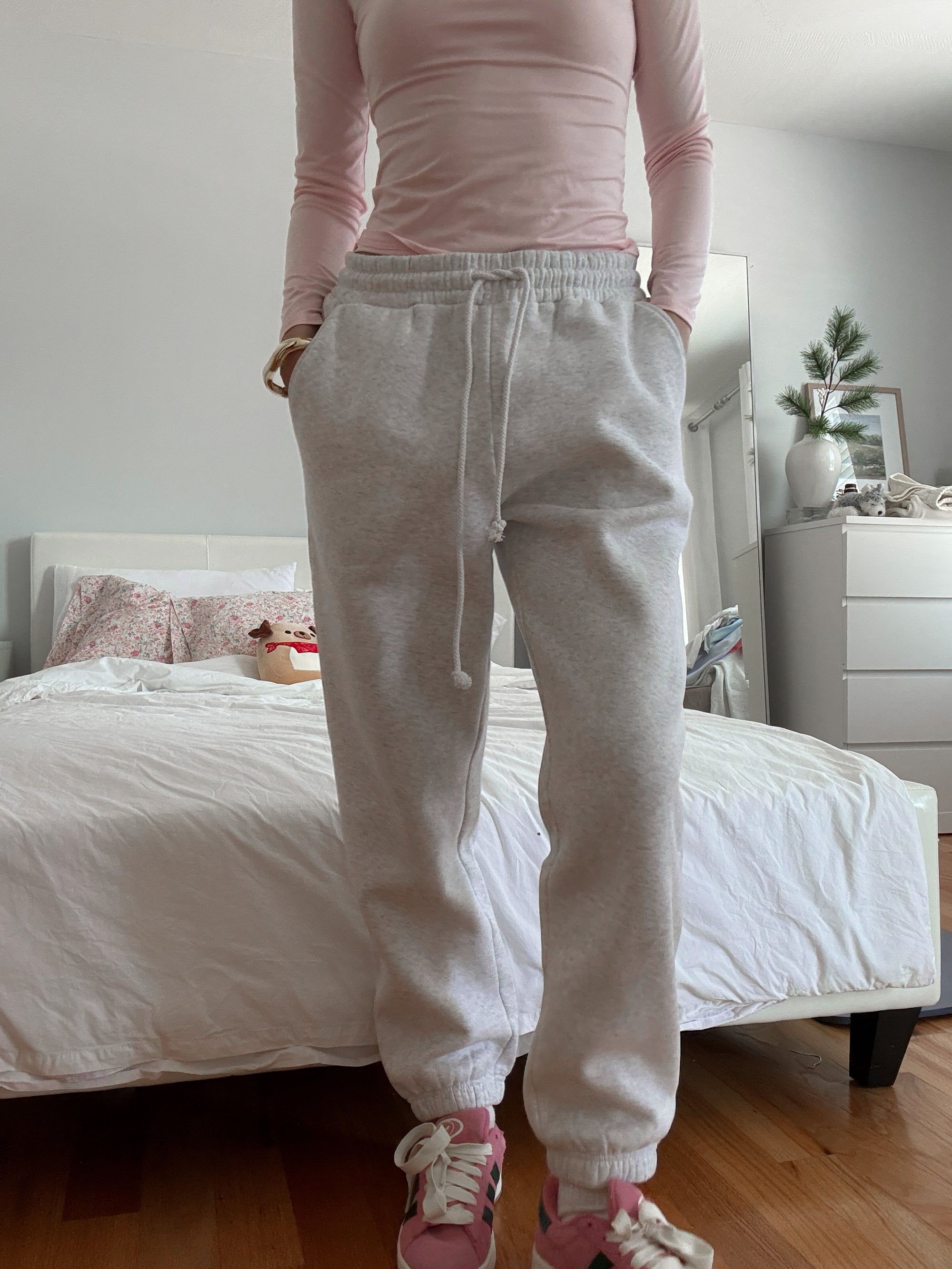 Pearl Grey Basic Blank Jogger Sweatpants