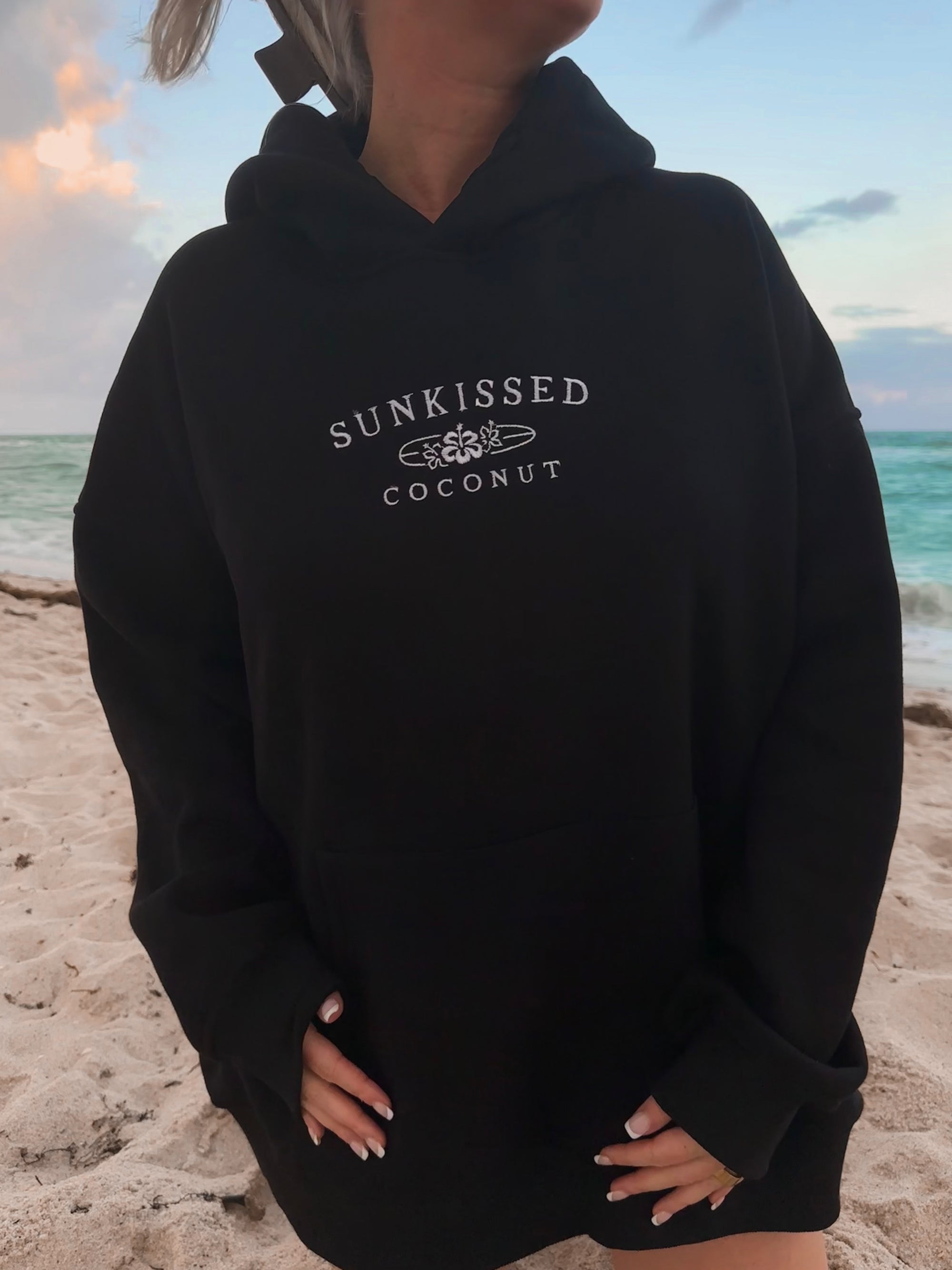 Black Sunkissedcoconut Logo Embroider Hoodie