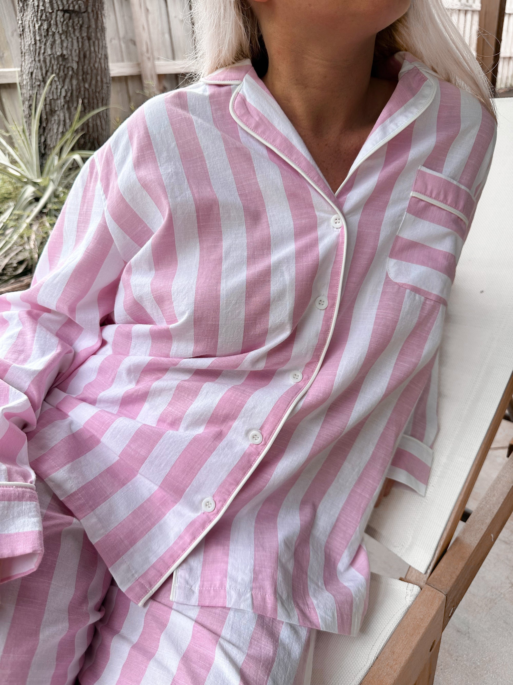 A Day In Greece Striped Pajama Top