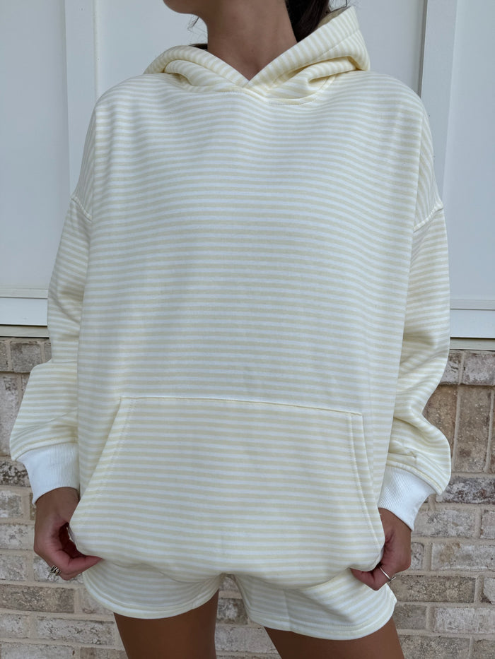 Baby Yellow and White Big Striped Hoodie
