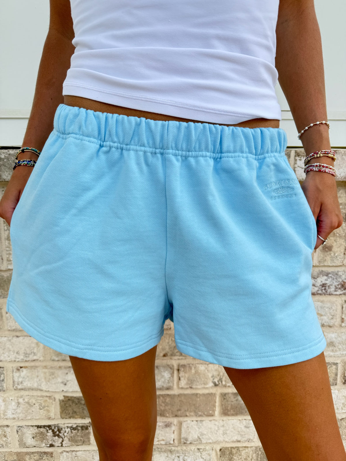 Sunkissedcoconut Embroidered Sweat Shorts 100% Cotton