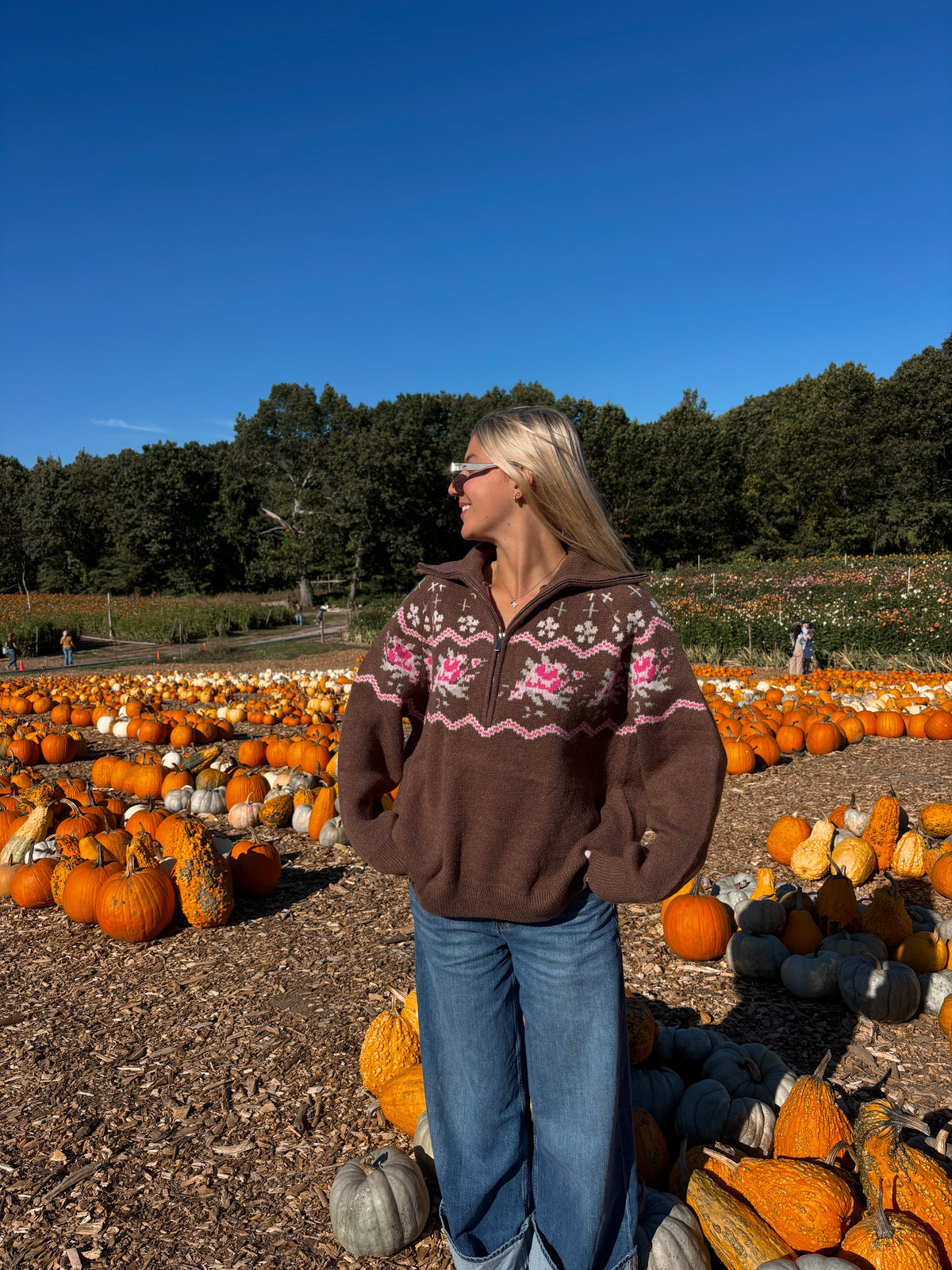 Chestnut Ginger Snap Quarter Zip Sweater