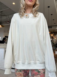 Ivory Basic Corduroy Sweatshirt