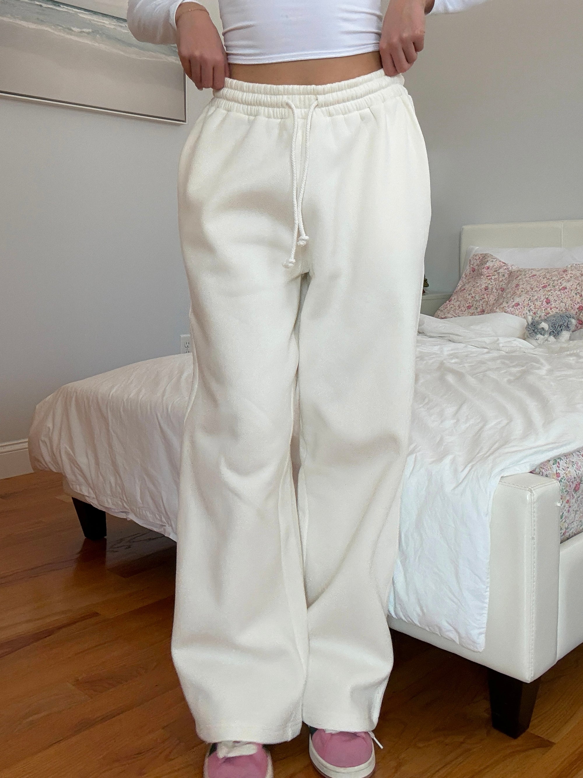 Ivory Basic  Blank Flare Sweatpants