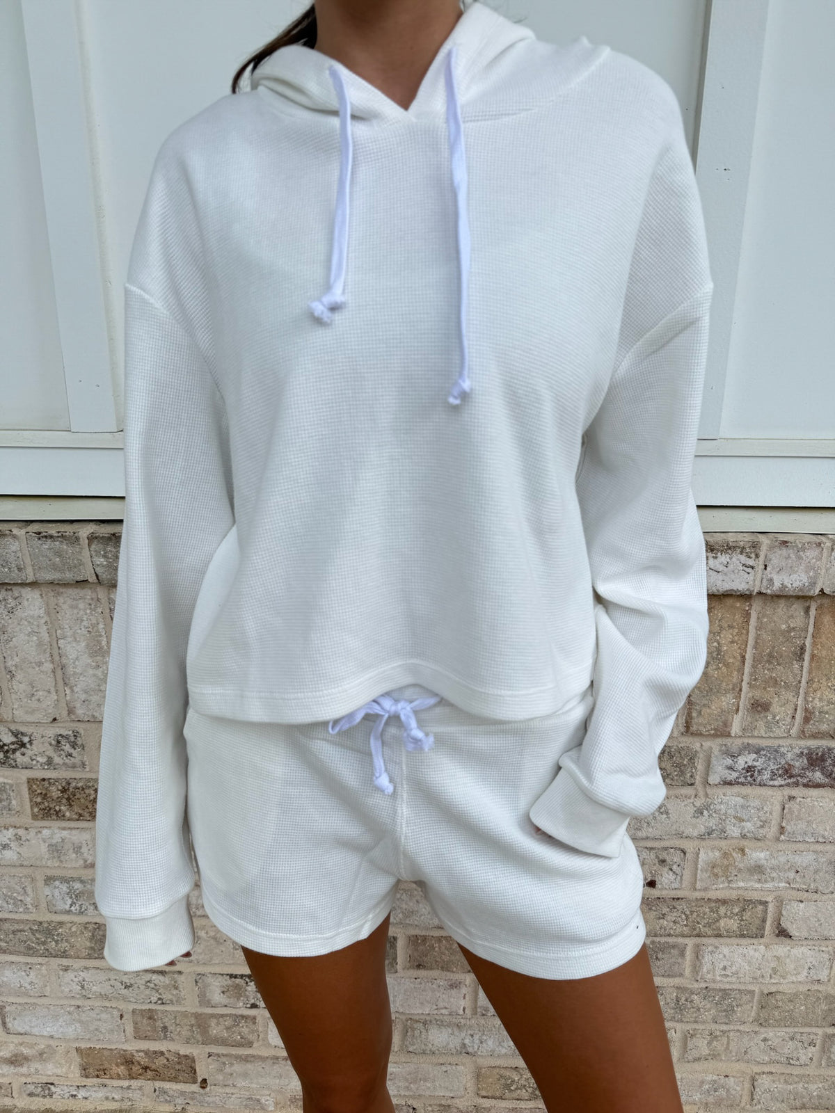Ivory Waffle Kit Hoodie