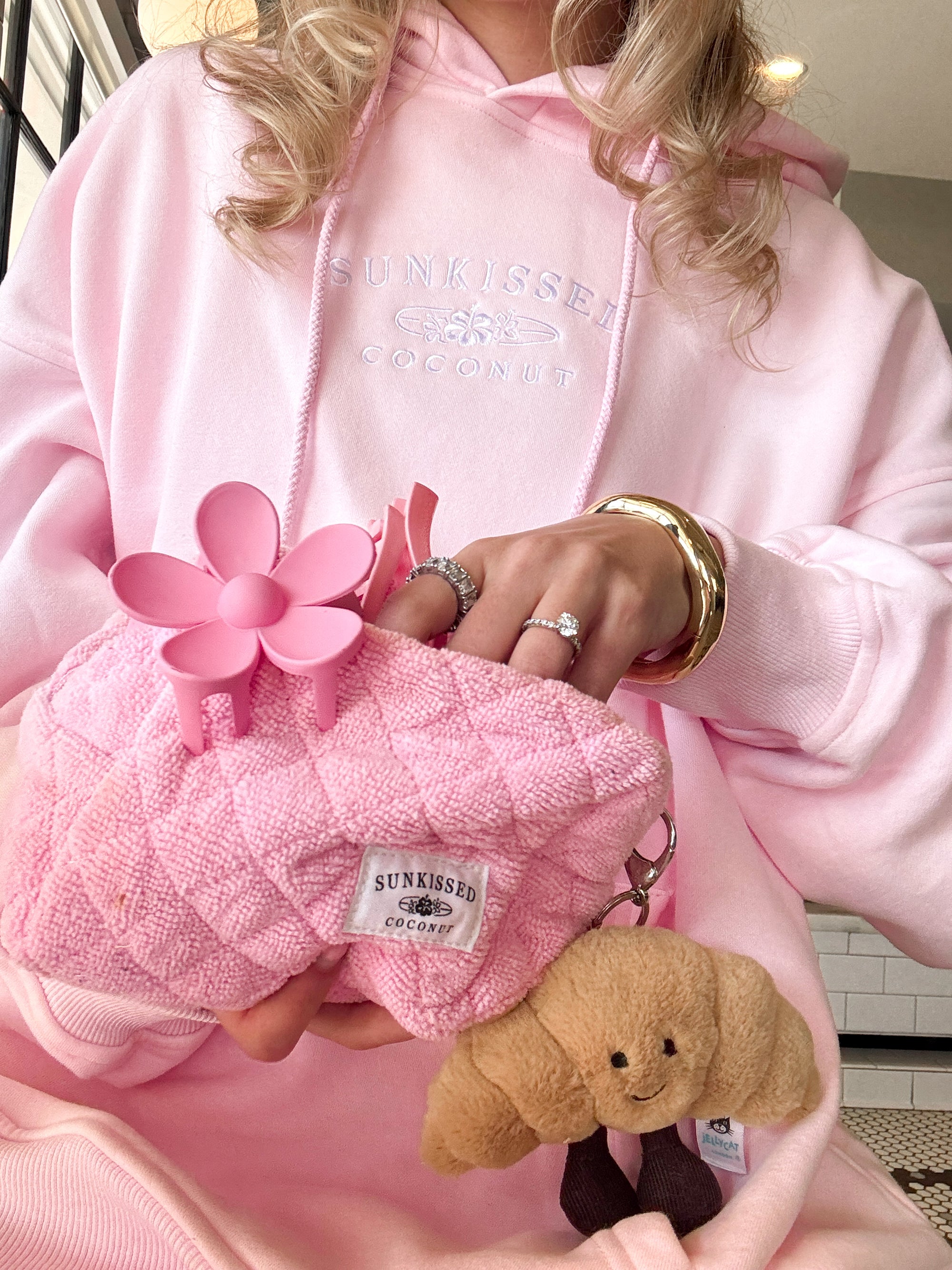 Light Pink Sunkissedcoconut Logo Embroider Hoodie