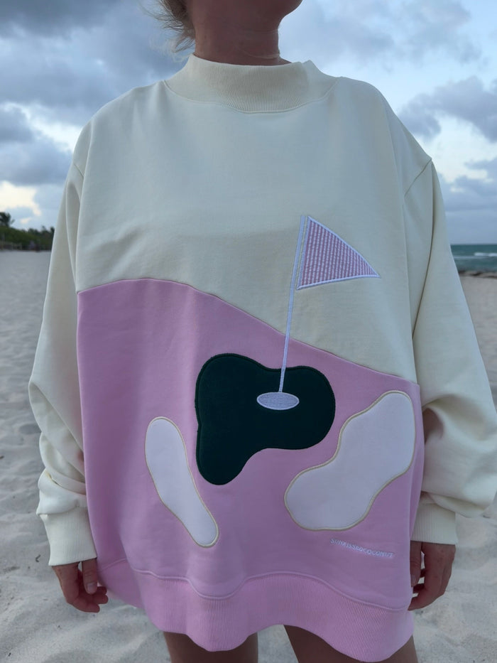 Golfing On The Green Mockneck Sweatshirt 100% Cotton