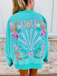 Ocean Gem Embroidered Mockneck Sweatshirt