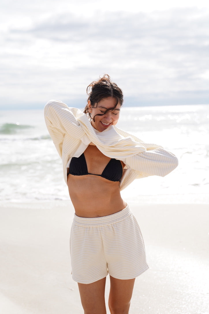 Baby Yellow and White Big Striped Shorts
