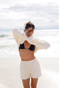 Baby Yellow and White Big Striped Shorts