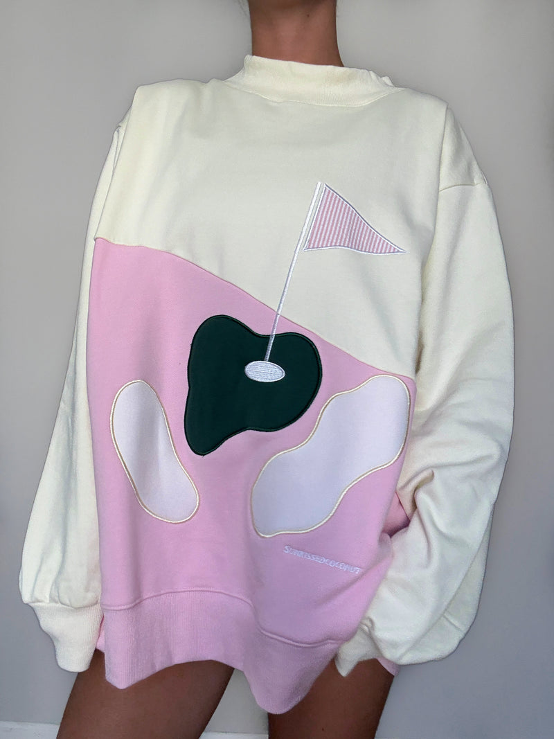 Golfing On The Green Mockneck Sweatshirt 100% Cotton