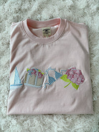 Midweight Pale Pink Old Harbor Garden Embroider Tee