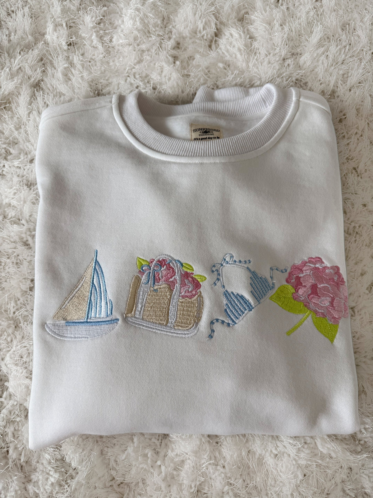 White Old Harbor Garden Embroider Sweatshirt