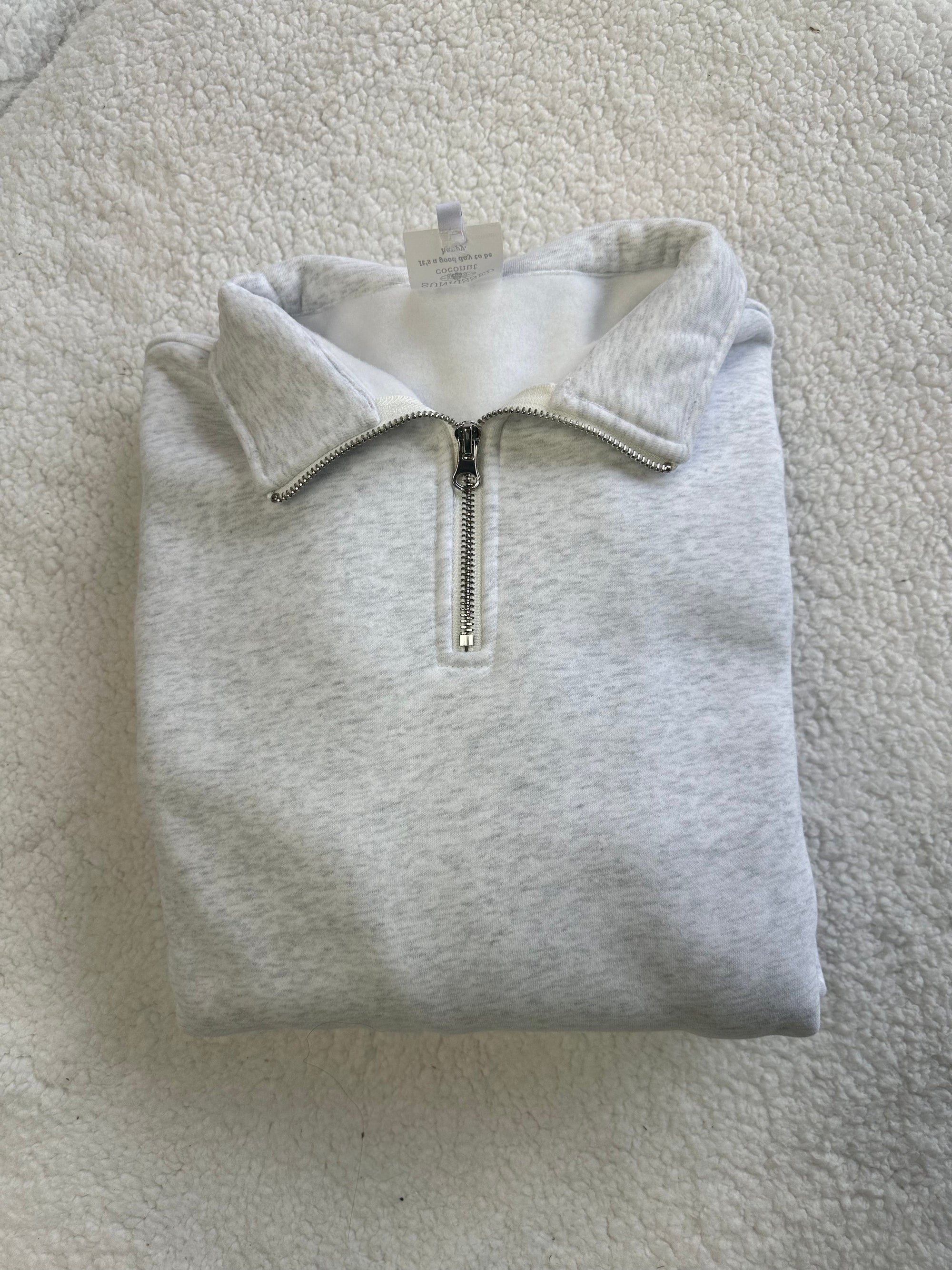 Pearl Grey Basic Blank Quarter-Zip Sweatshirt