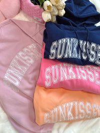 Hibiscus Pink Sunkissed Varsity Embroider Hoodie