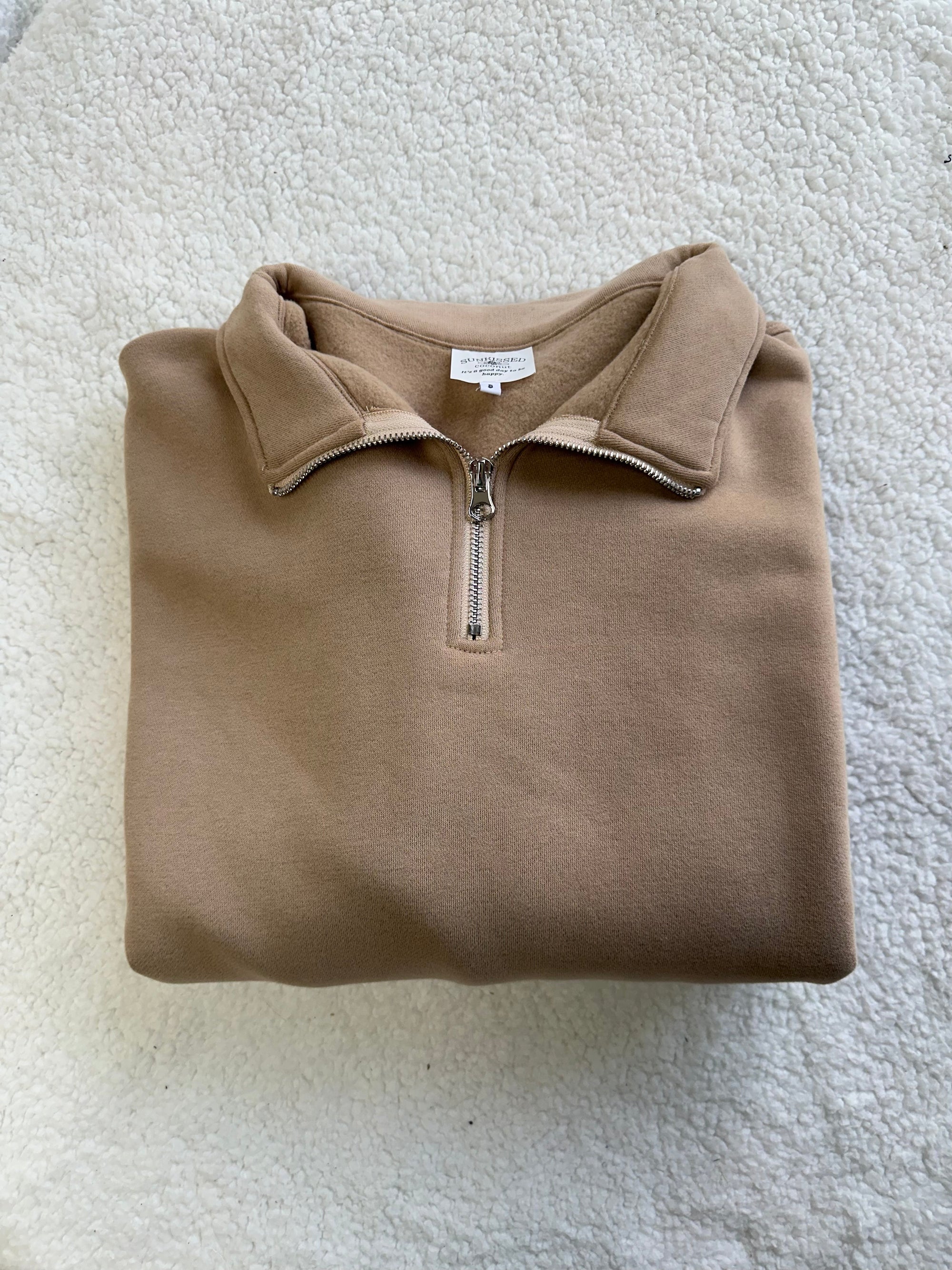 Cappuccino Blank Quarter-Zip Sweatshirt