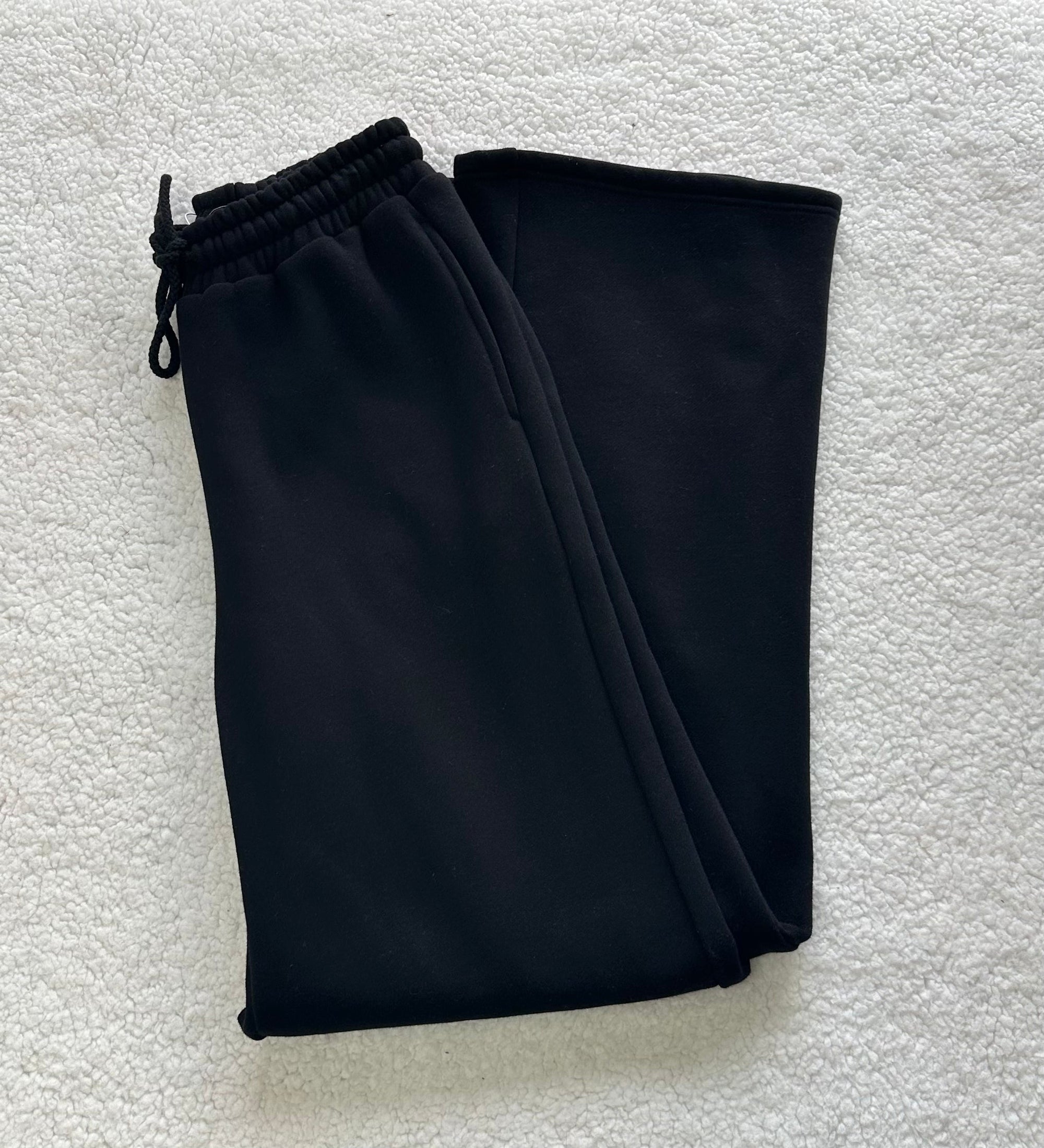 Black Basic Blank Flare Sweatpants