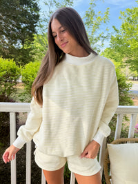 Baby Yellow and White Big Striped Mockneck Sweatshirt