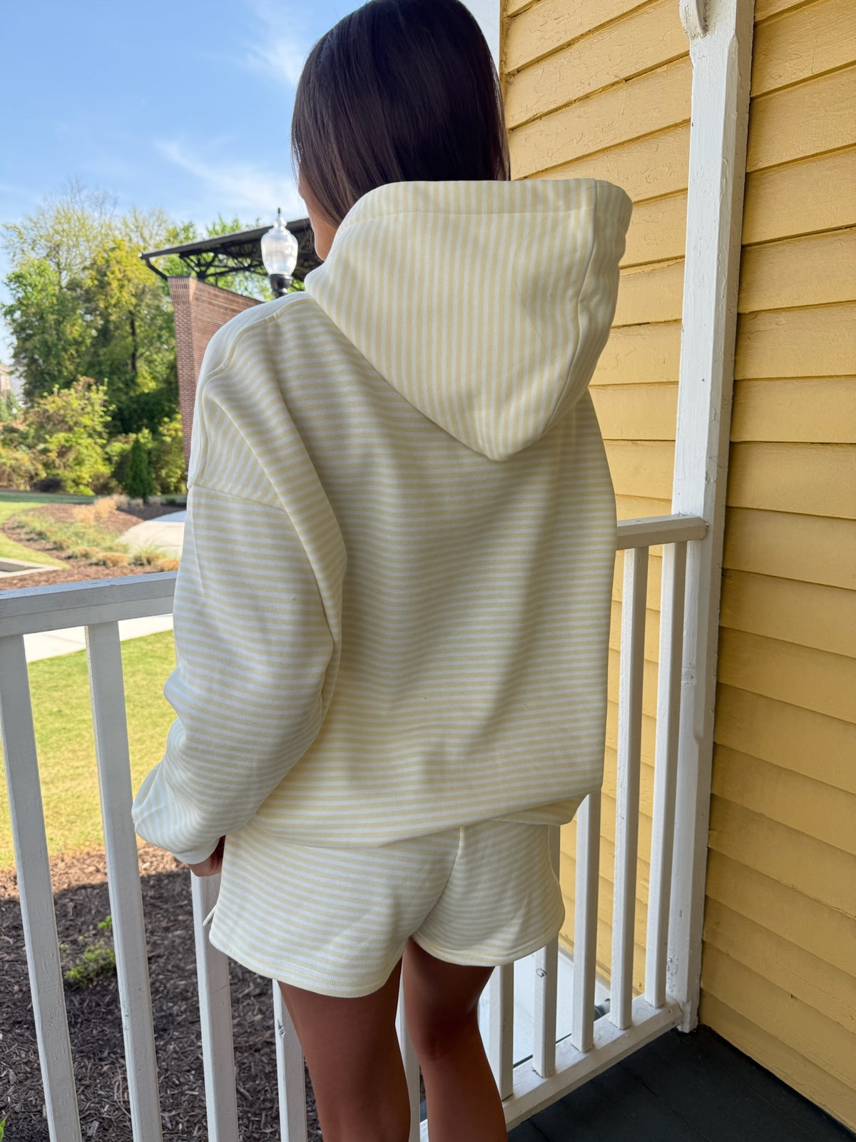 Baby Yellow and White Big Striped Hoodie