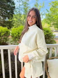 Baby Yellow and White Big Striped Mockneck Sweatshirt