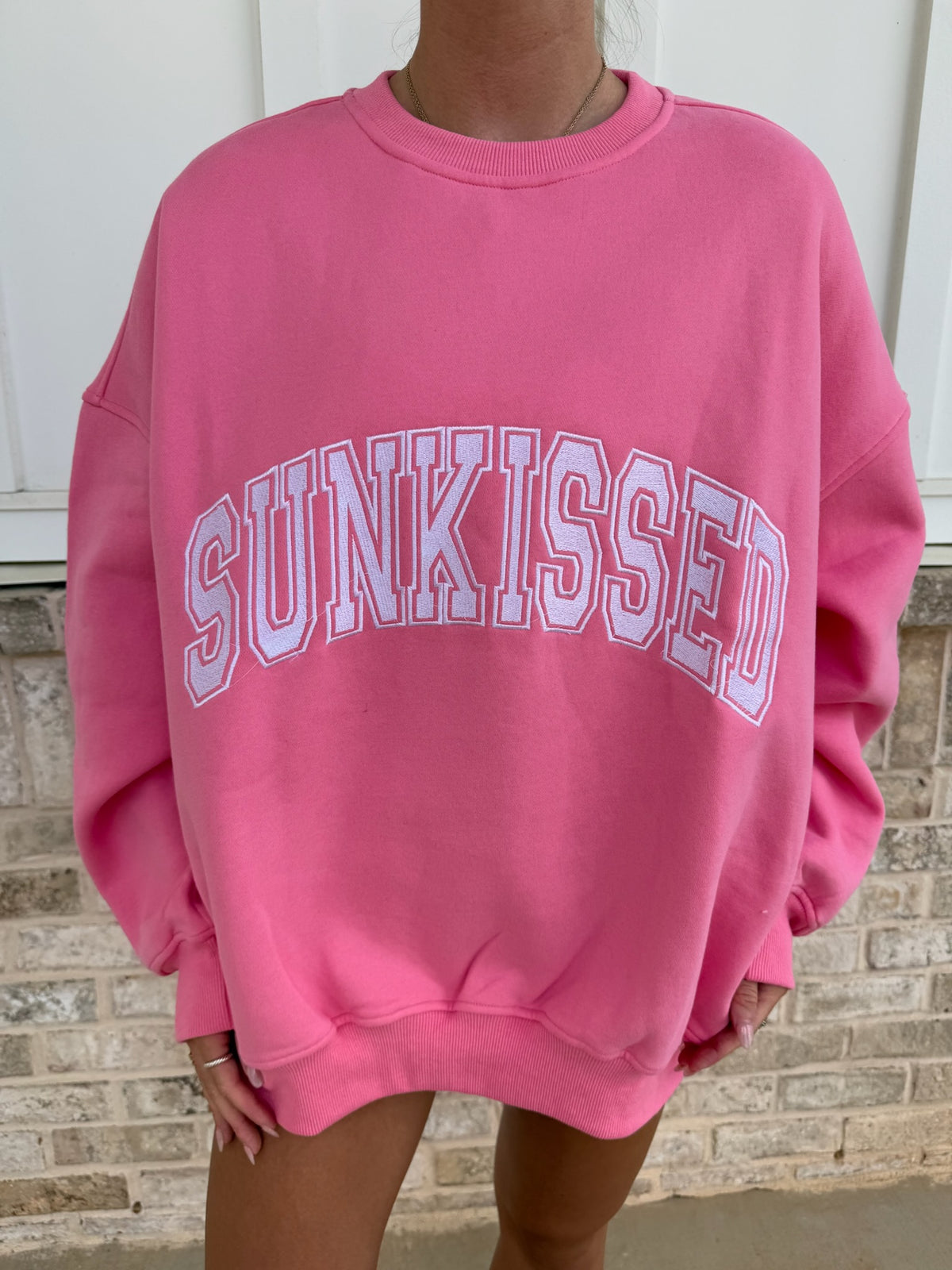 Sunkissed Collegiate Embroider Oversized Crewneck Sweatshirt