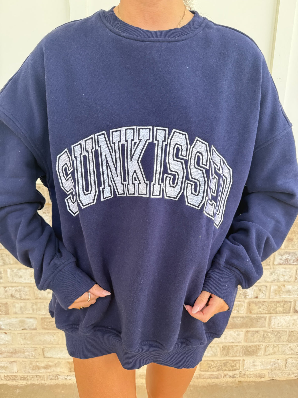 Sunkissed Collegiate Embroider Oversized Crewneck Sweatshirt