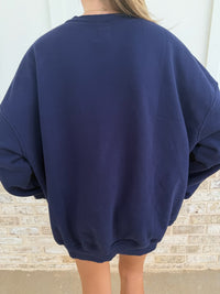 Sunkissed Collegiate Embroider Oversized Crewneck Sweatshirt
