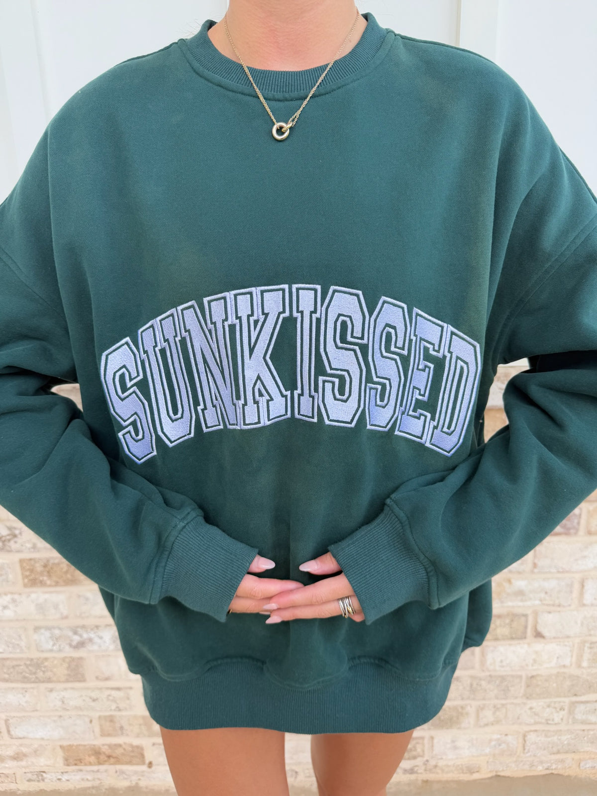 Sunkissed Collegiate Embroider Oversized Crewneck Sweatshirt
