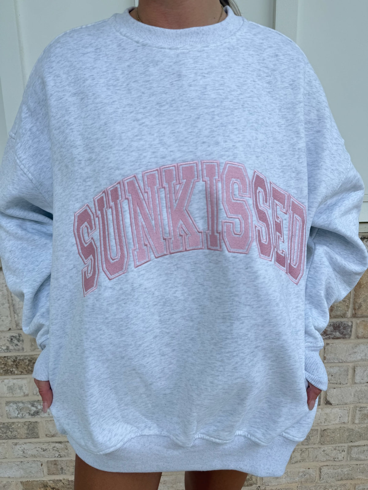 Sunkissed Collegiate Embroider Oversized Crewneck Sweatshirt