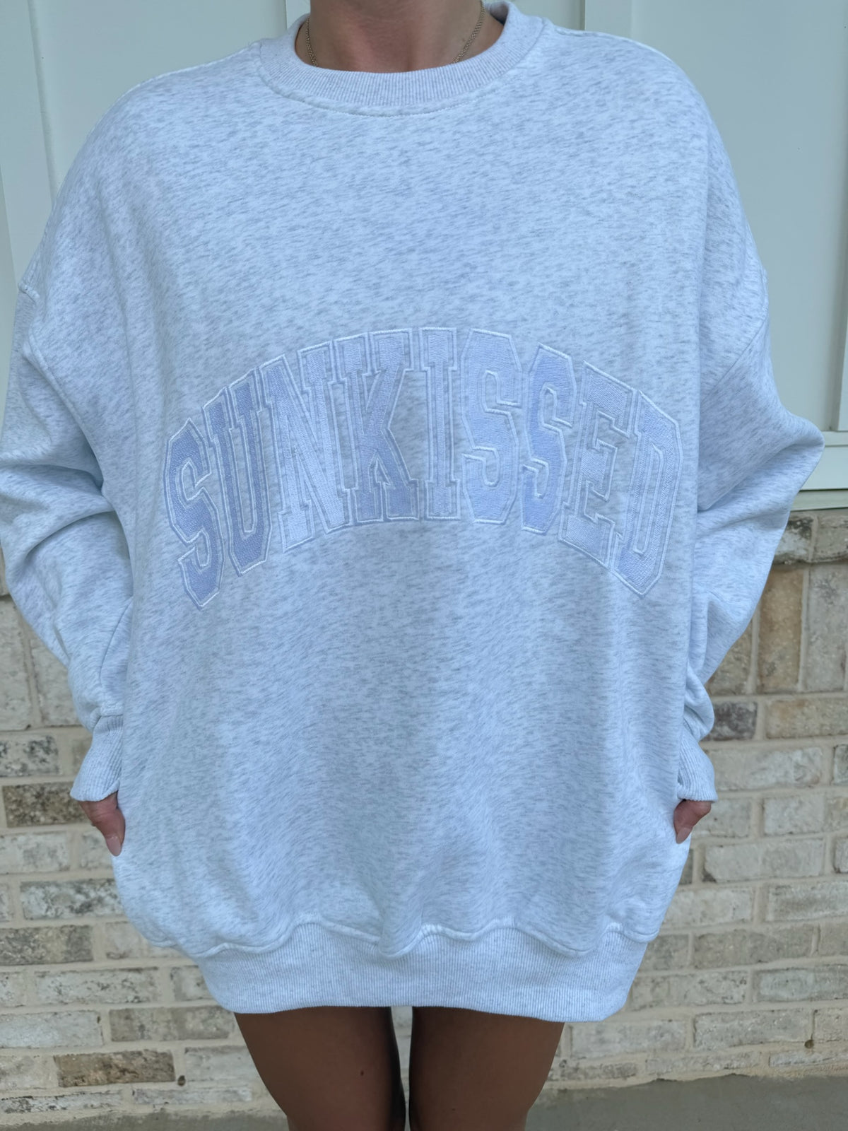 Sunkissed Collegiate Embroider Oversized Crewneck Sweatshirt