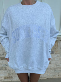 Sunkissed Collegiate Embroider Oversized Crewneck Sweatshirt
