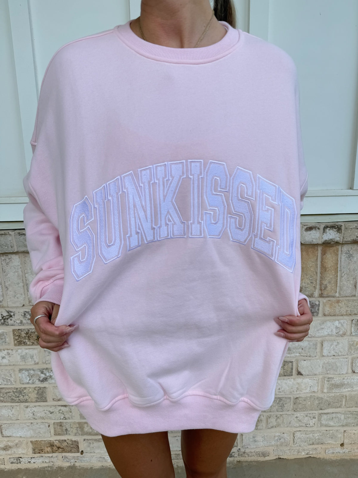 Sunkissed Collegiate Embroider Oversized Crewneck Sweatshirt