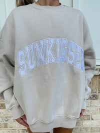 Sunkissed Collegiate Embroider Oversized Crewneck Sweatshirt