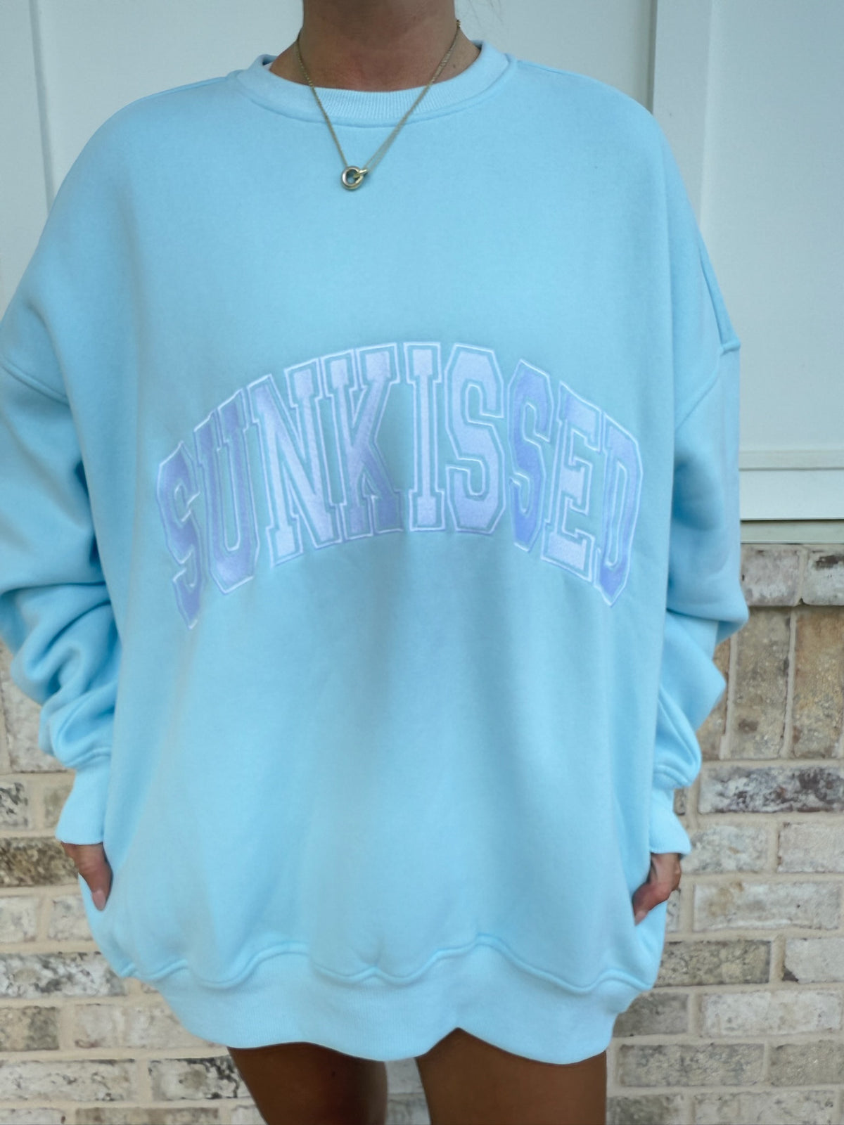 Sunkissed Collegiate Embroider Oversized Crewneck Sweatshirt