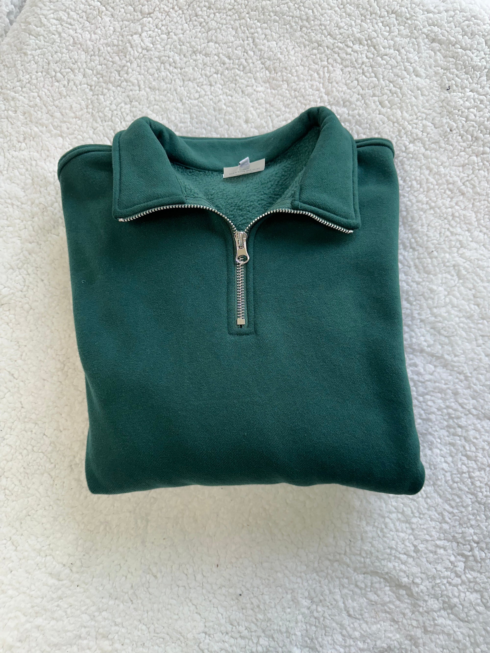 Winter Green Basic Blank Quarter-Zip Sweatshirt