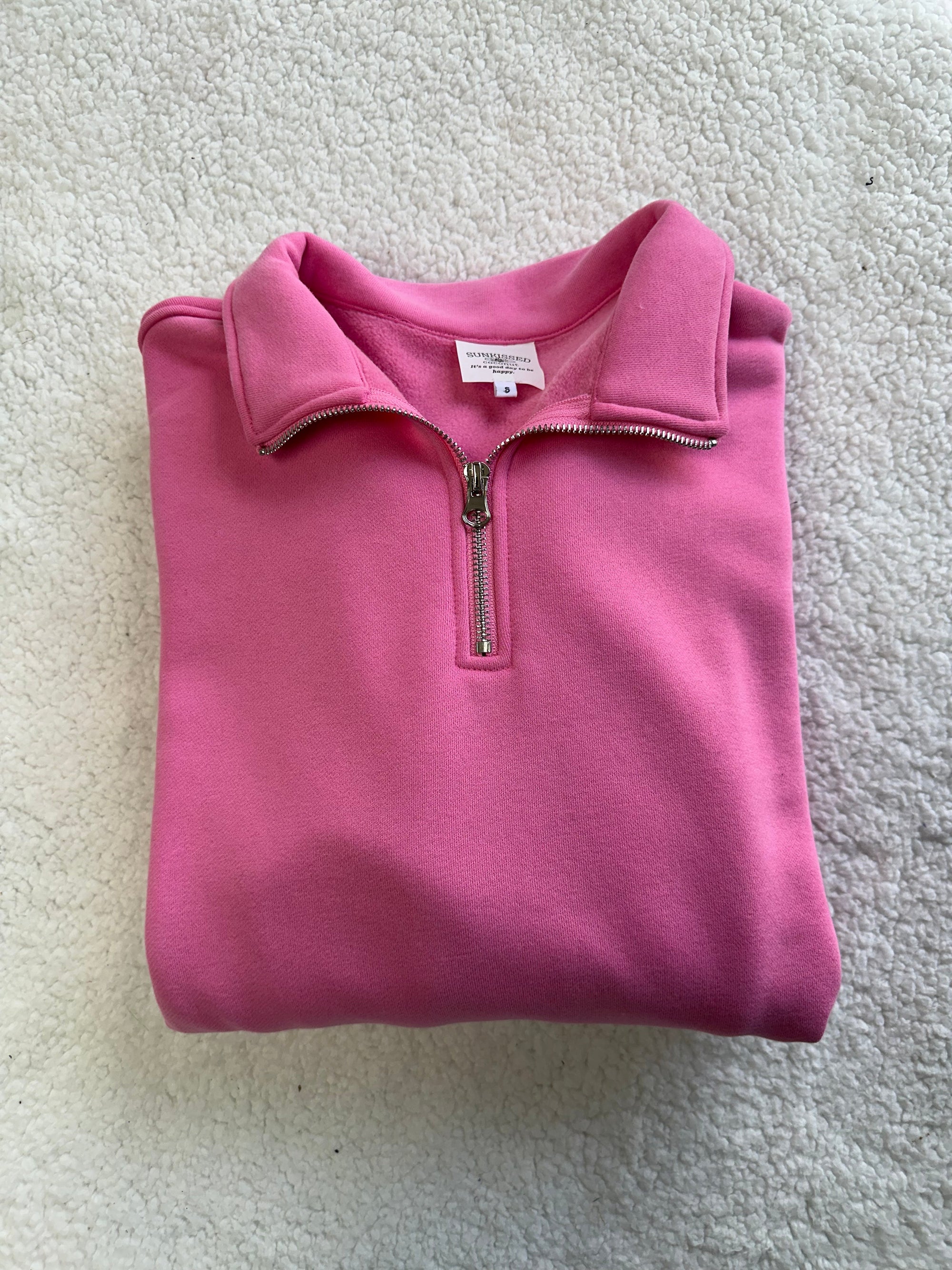 Taffy Pink Basic Blank Quarter-Zip Sweatshirt