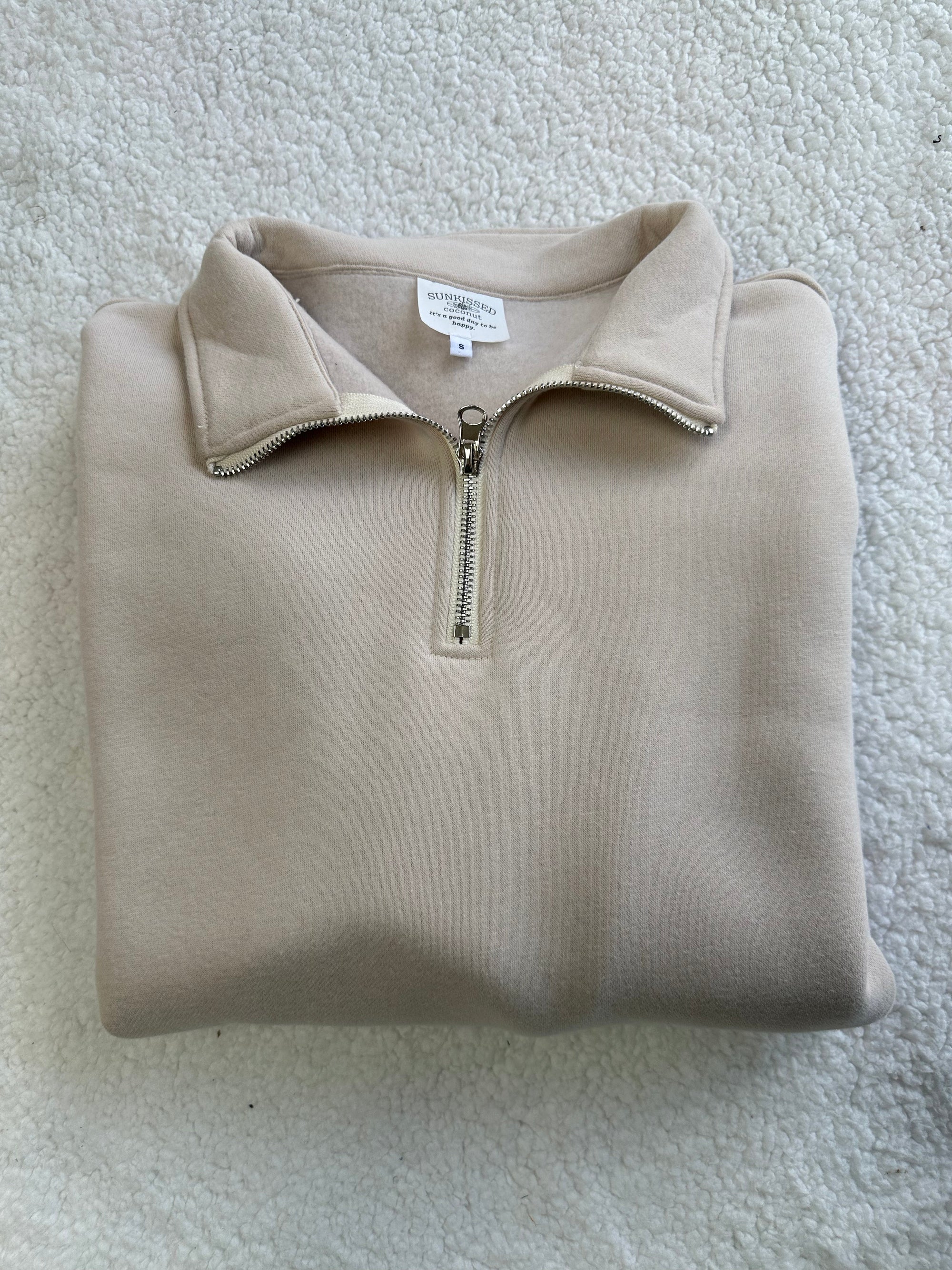 Sandstone Basic Blank Quarter-Zip Sweatshirt